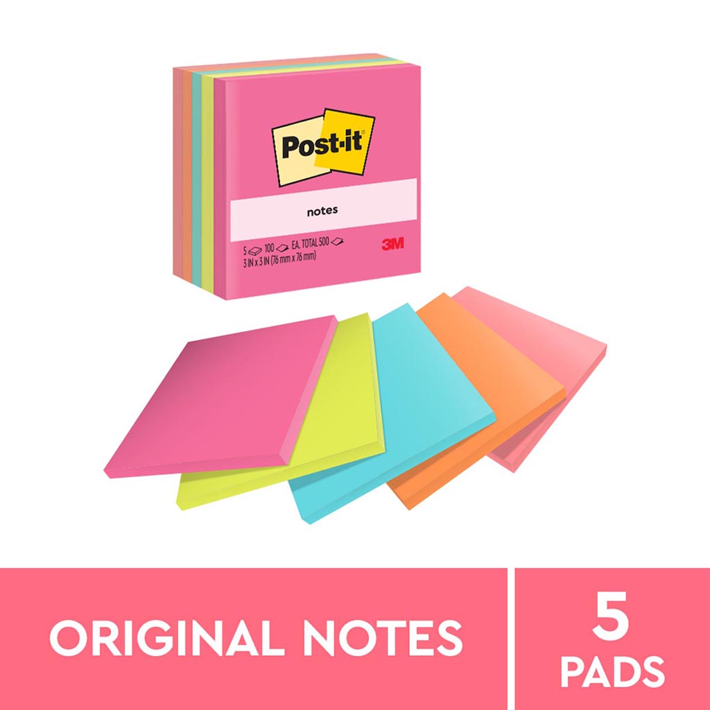 Post-it Notes 654-5AN 76x76mm Poptimistic (Cape Town), Pack of 5 - Cafe Supply