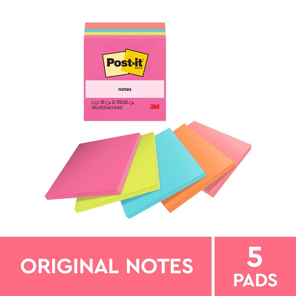 Post-it Notes 654-5AN 76x76mm Poptimistic (Cape Town), Pack of 5 - Cafe Supply
