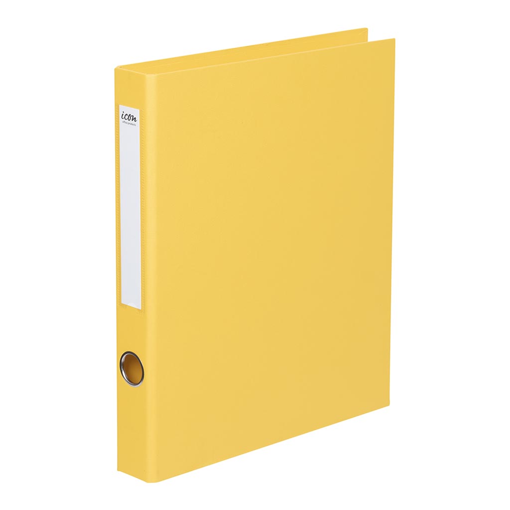 Icon Ringbinder Linen A4 2D 26mm Yellow - Cafe Supply
