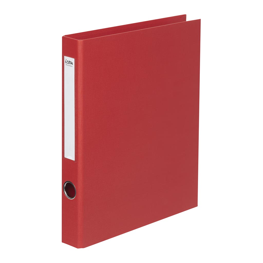 Icon Ringbinder Linen A4 2D 26mm Red - Cafe Supply