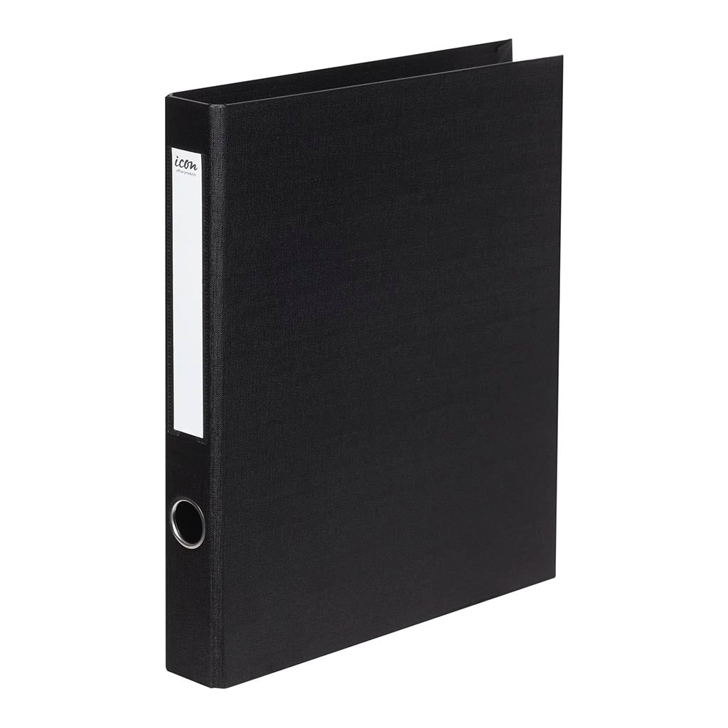 Icon Ringbinder Linen A4 2D 26mm Black - Cafe Supply