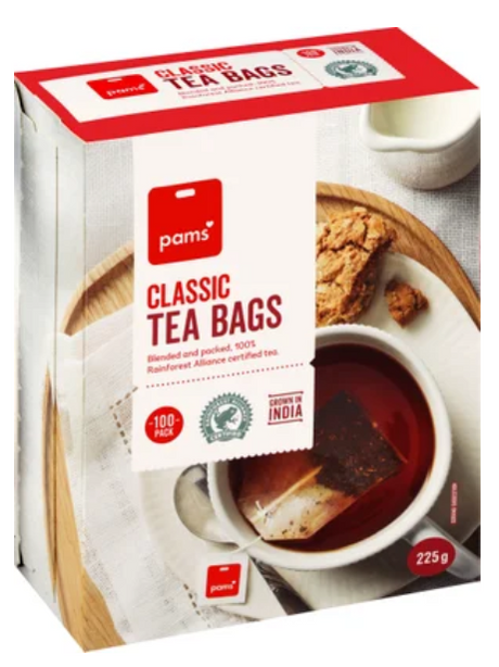 Pams Classic Tea Bags 100pk - Cafe Supply