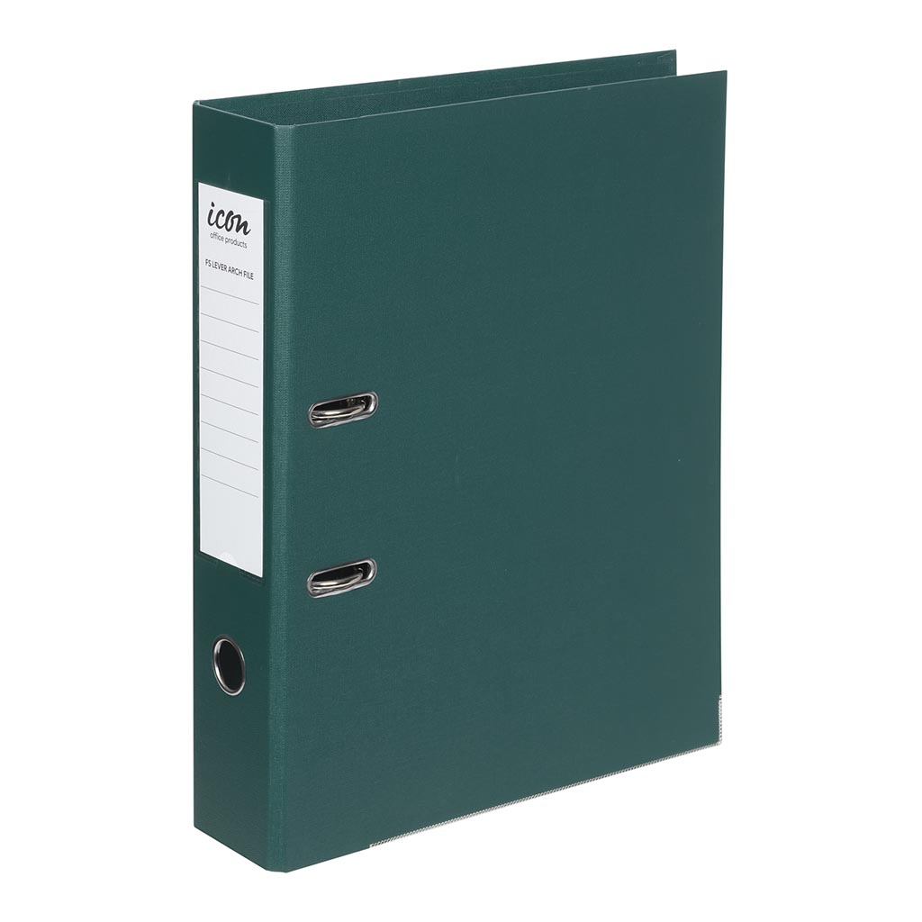 Icon Lever Arch File FS Linen Forest Green - Cafe Supply