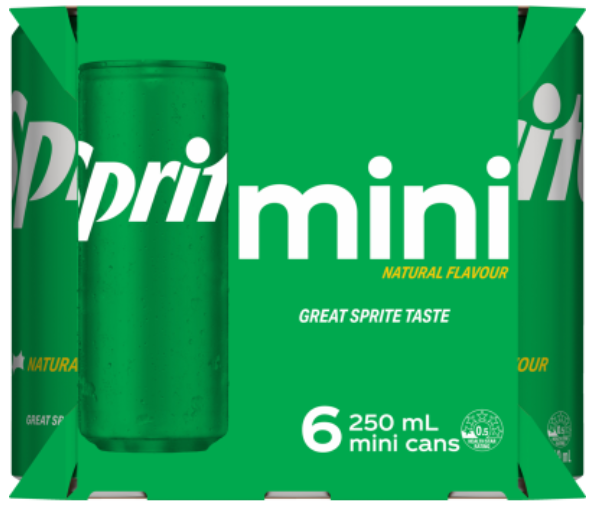 Sprite Natural Flavour Soft Drink Mini Cans 6 x 250ml - Cafe Supply