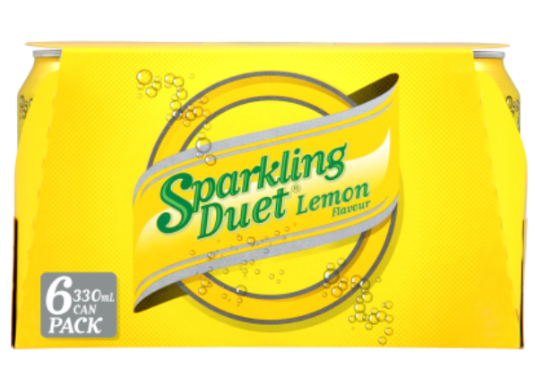 Schweppes Sparkling Duet Lemon Soft Drink Cans 6 x 330ml - Cafe Supply
