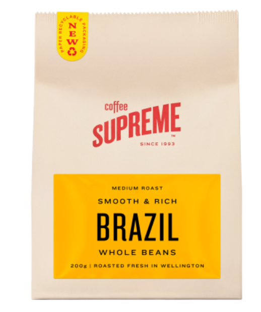 Coffee Supreme Brazil Whole Beans Coffee 200g - Cafe Supply