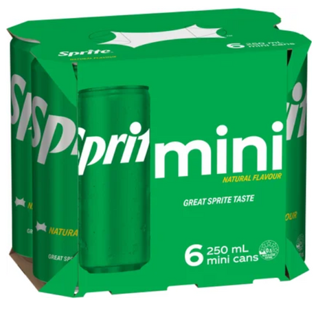 Sprite Natural Flavour Soft Drink Mini Cans 6 x 250ml - Cafe Supply