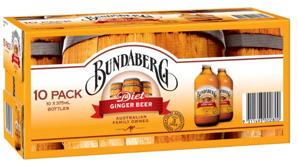 Bundaberg Diet Ginger Beer 10 x 375ml - Cafe Supply