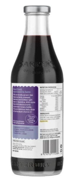 Barker's New Zealand Blackcurrant Pressed Fruit Syrup 710ml - Cafe Supply