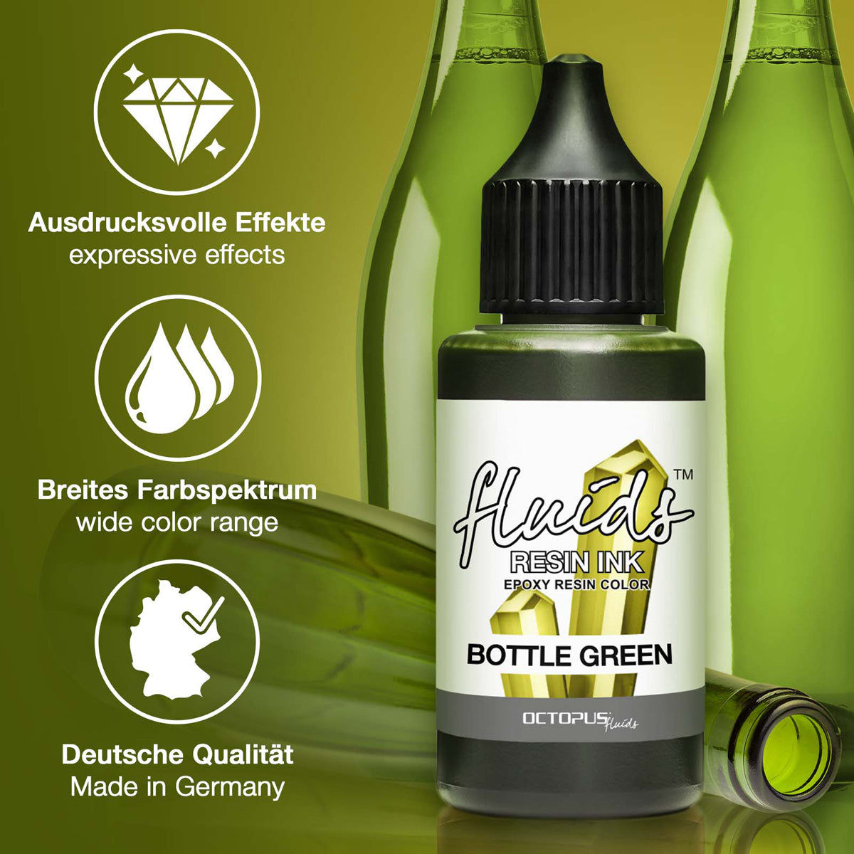 Octopus Fluids Resin Ink Bottle Green 30ml - Cafe Supply