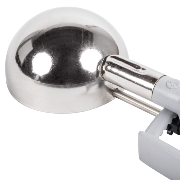 3 7/10-ounce disher with gray squeeze handle - Cafe Supply