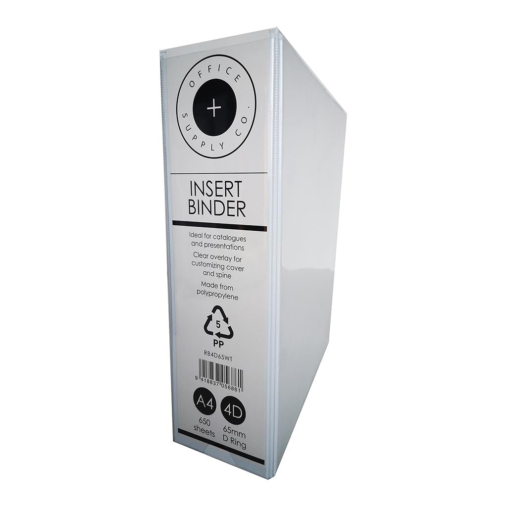 OSC Insert Binder A4 4D 65mm White - Cafe Supply