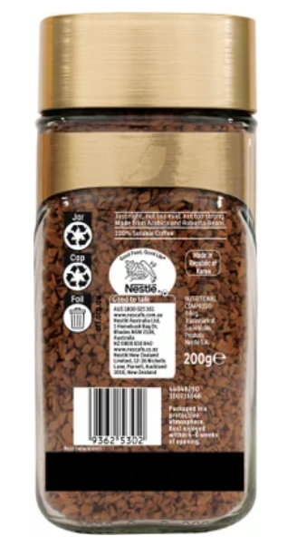 Nescafe Gold Original Medium Instant Coffee 200g - Cafe Supply