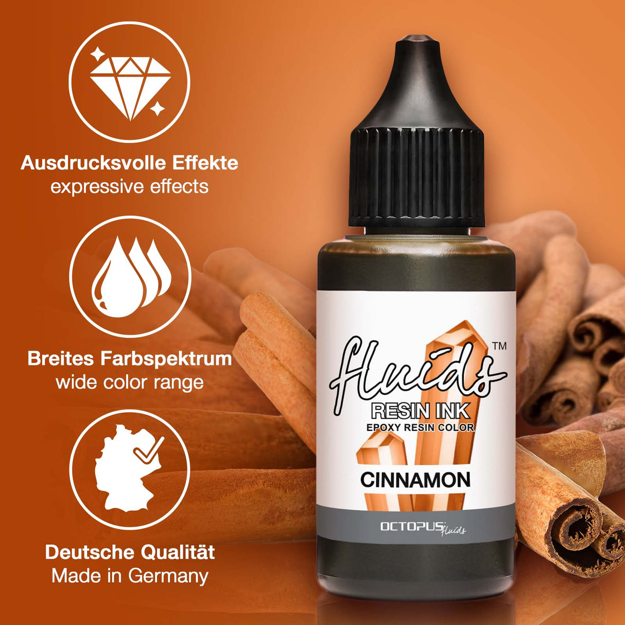 Octopus Fluids Resin Ink Cinnamon Brown 30ml - Cafe Supply