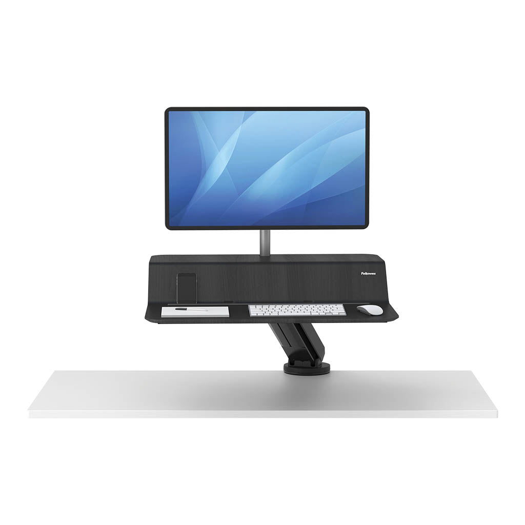 Fellowes Lotus RT Single Monitor Sit Stand Workstation Black - Cafe Supply