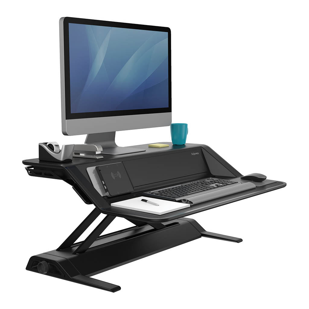 Fellowes Lotus DX Sit Stand Workstation Black - Cafe Supply