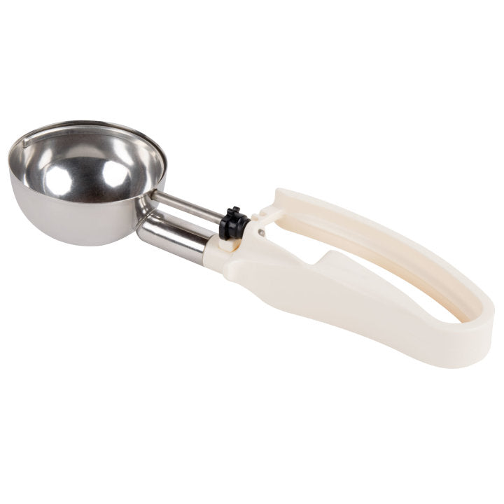 3 ⅕-ounce disher with ivory squeeze handle - Cafe Supply