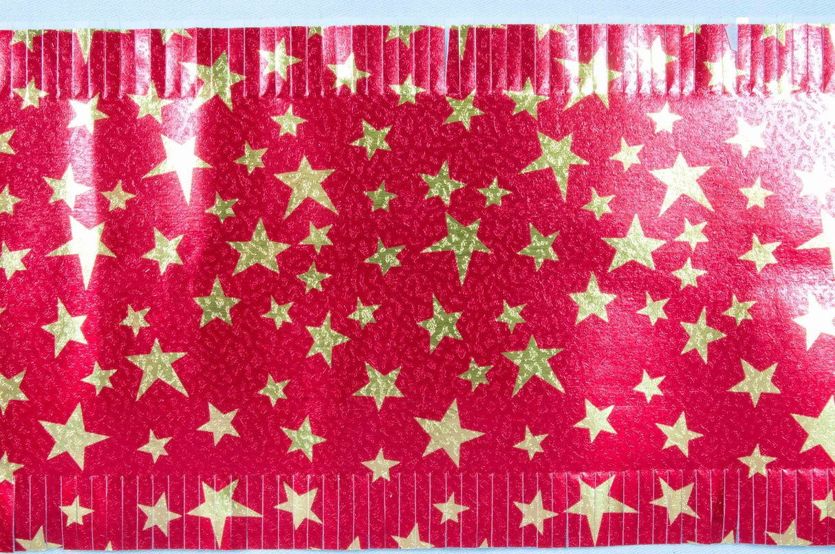 Christmas Cake Foil Frill, Gold Star on Red (7.33 Metre Roll, 83mm width) - Cafe Supply