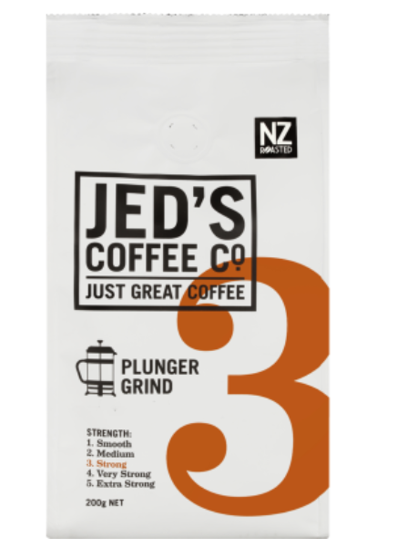Jed's Coffee Co. #3 Strong Strength Plunger Grind Coffee 200g - Cafe Supply