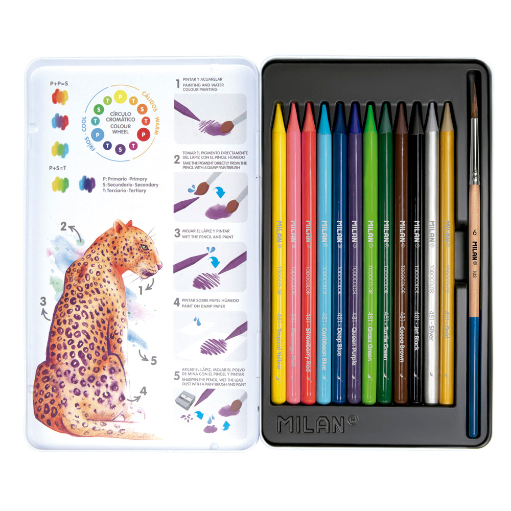 Milan Coloured Pencils Wood Free Water Soluble Set 13 Pieces - Cafe Supply