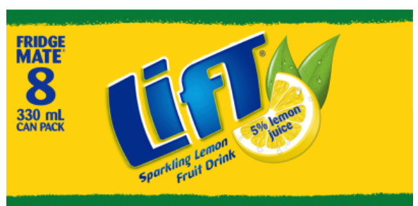Lift Sparkling Lemon Fruit Drink Cans 8 x 330ml - Cafe Supply
