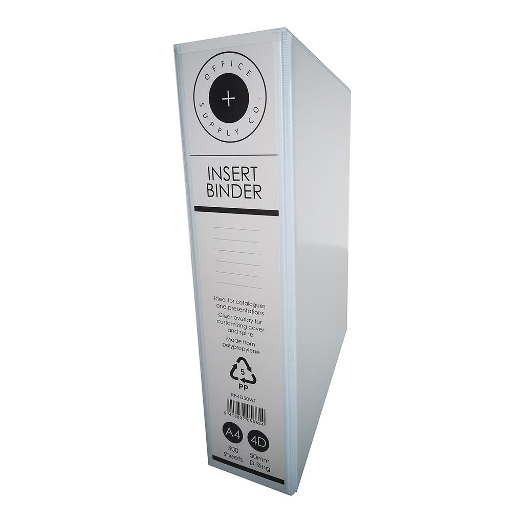 OSC Insert Binder A4 4D 50mm White - Cafe Supply