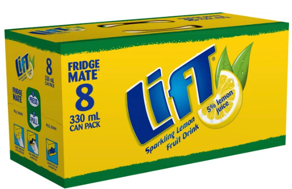 Lift Sparkling Lemon Fruit Drink Cans 8 x 330ml - Cafe Supply