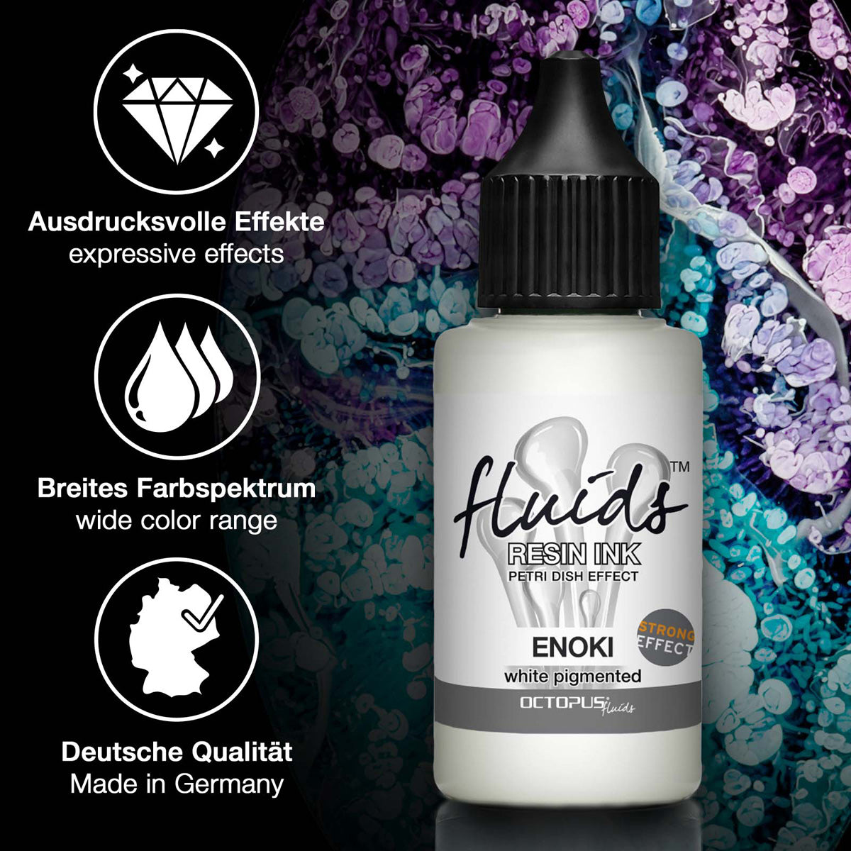 Octopus Fluids Resin Ink Enoki White Petri Dish Effect Strong 30ml - Cafe Supply