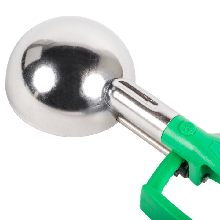 2 ⅘-ounce disher with green squeeze handle - Cafe Supply