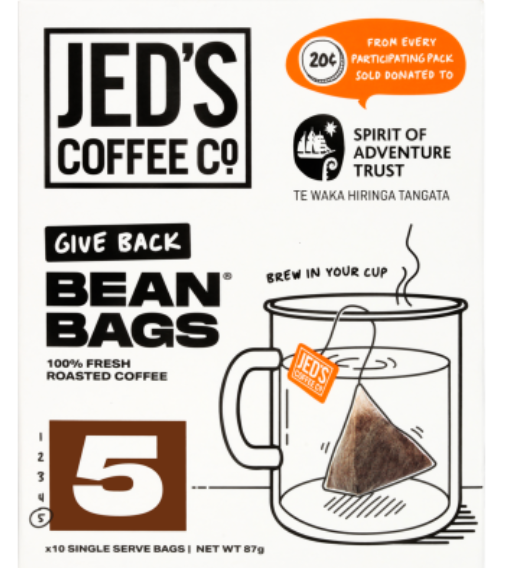 Jed's Coffee Co. #5 Extra Strong Strength Coffee Bean Bags 10pk - Cafe Supply