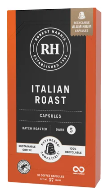 Robert Harris Italian Roast Coffee Capsules 10pk - Cafe Supply