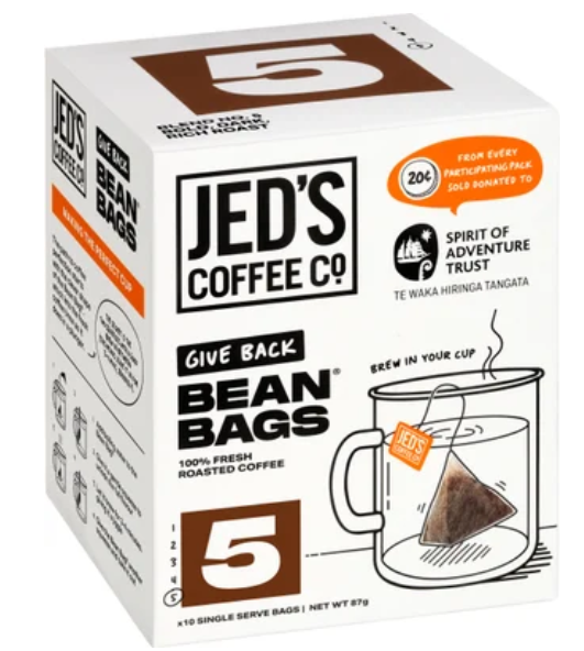 Jed's Coffee Co. #5 Extra Strong Strength Coffee Bean Bags 10pk - Cafe Supply