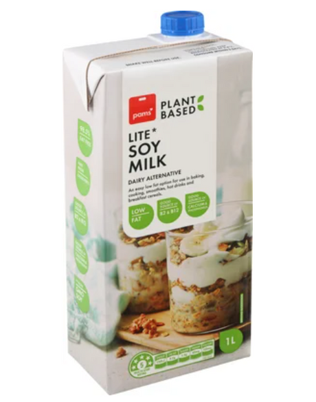 Pams Plant Based Lite Soy Milk 1l - Cafe Supply