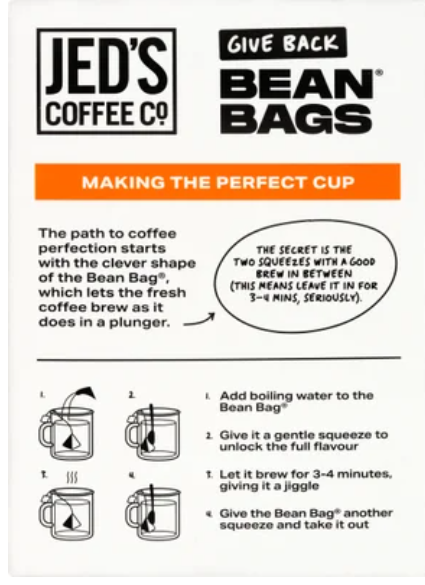 Jed's Coffee Co. #5 Extra Strong Strength Coffee Bean Bags 10pk - Cafe Supply