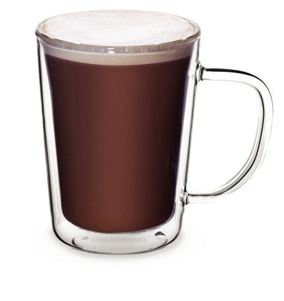 Tramontina Double Wall Coffee Cup With Handle 250ml - Set 2 - Cafe Supply