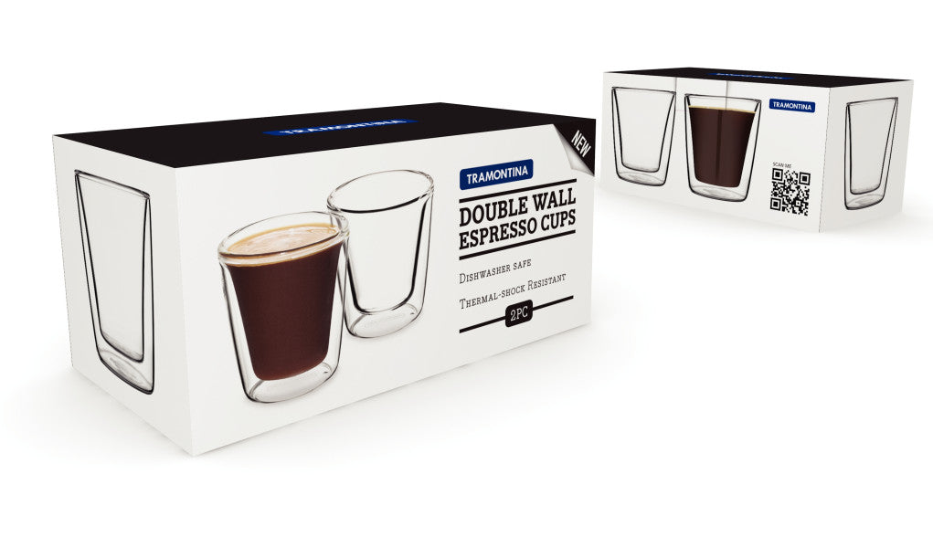 Tramontina Double Wall Espresso Glass 85ml - Set 2 - Cafe Supply