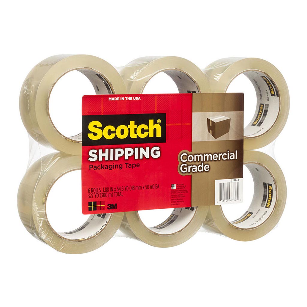 Scotch Shipping Tape 3750-6 48mmx50m Clear, Pack of 6 - Cafe Supply