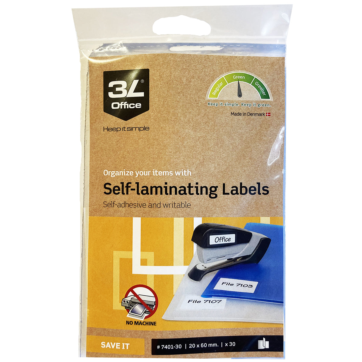 3L Self-Laminating Labels 20x60mm 5up 6 Sheets - Cafe Supply