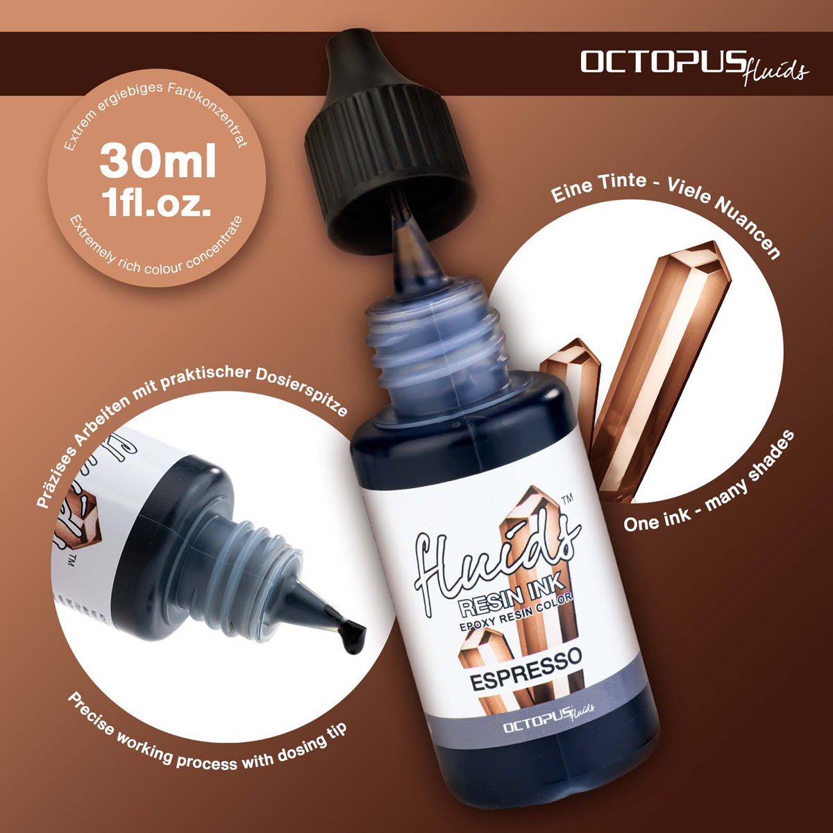 Octopus Fluids Resin Ink Espresso Brown 30ml - Cafe Supply