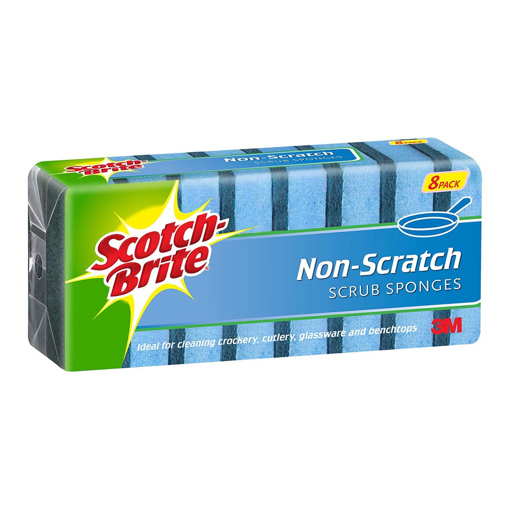 Scotch-Brite Non-Scratch Scrub Sponge, Pack of 8 - Cafe Supply
