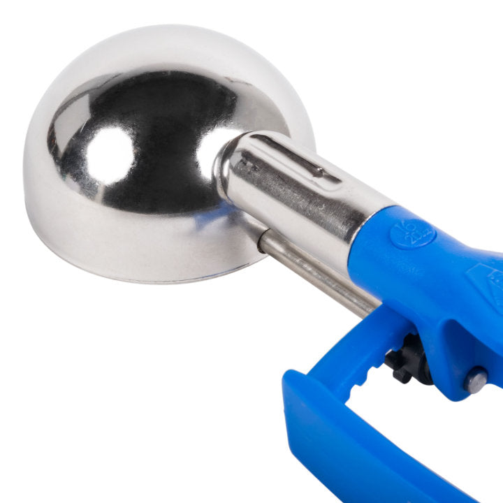 2-ounce disher with royal blue squeeze handle - Cafe Supply