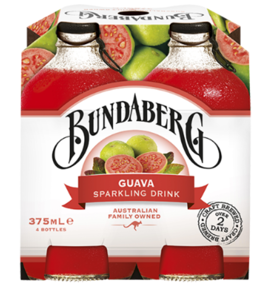 Bundaberg Guava Sparkling Drink 4 x 375ml - Cafe Supply