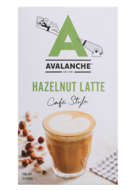 Avalanche Cafe Style Hazelnut Latte Coffee Sticks 10 x 16g - Cafe Supply
