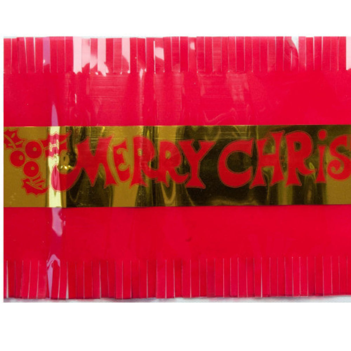 Gold Merry Xmas Cake Frill on Red (7.33 Metre Roll, 83mm width) - Cafe Supply