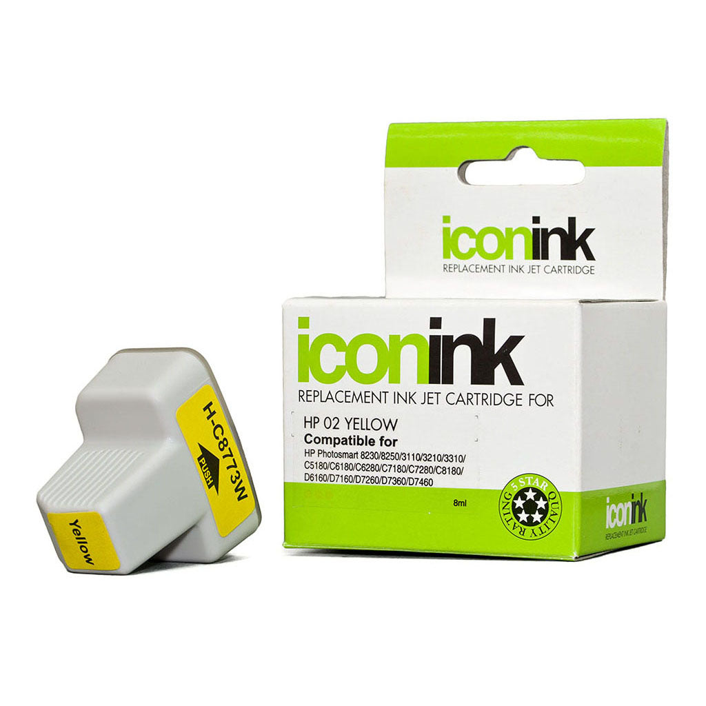 Icon Compatible HP 02 Yellow Ink Cartridge (C8773WA) - Cafe Supply