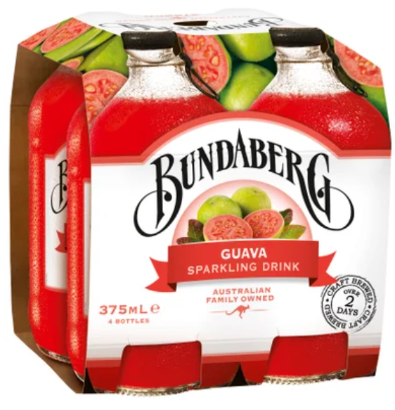 Bundaberg Guava Sparkling Drink 4 x 375ml - Cafe Supply