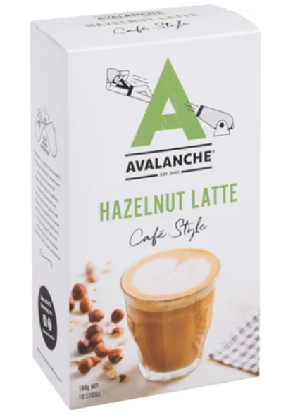 Avalanche Cafe Style Hazelnut Latte Coffee Sticks 10 x 16g - Cafe Supply