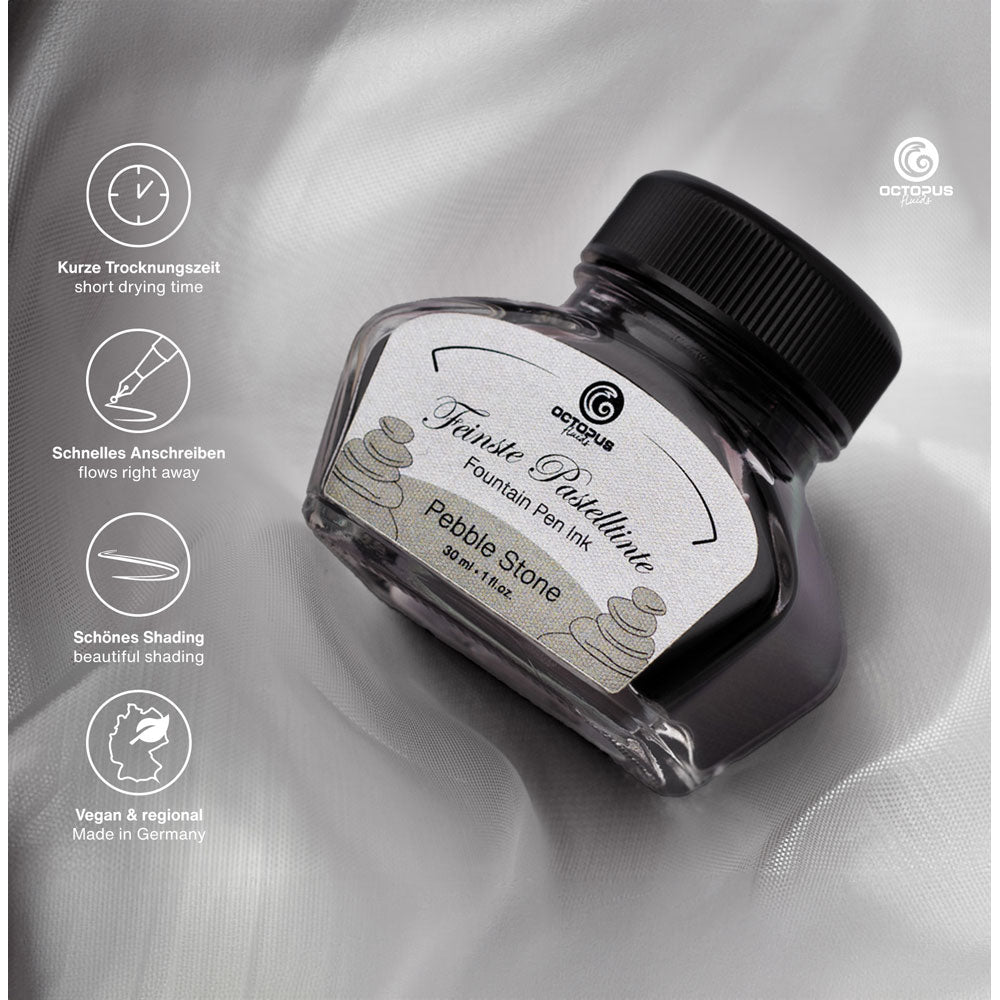 Octopus Fluids Fountain Pen Ink Pastel Pebble Stone 30ml - Cafe Supply