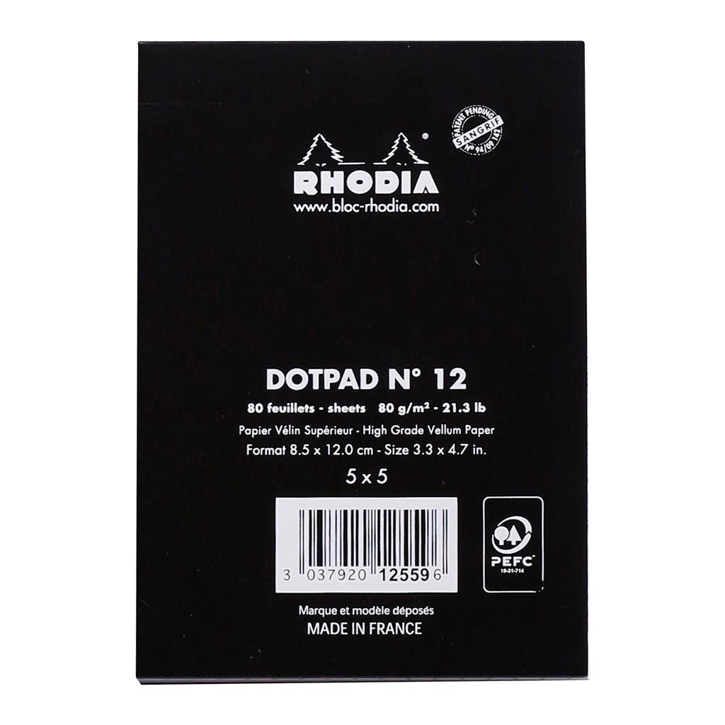 Rhodia dotPad No. 12 85x120mm Black - Cafe Supply