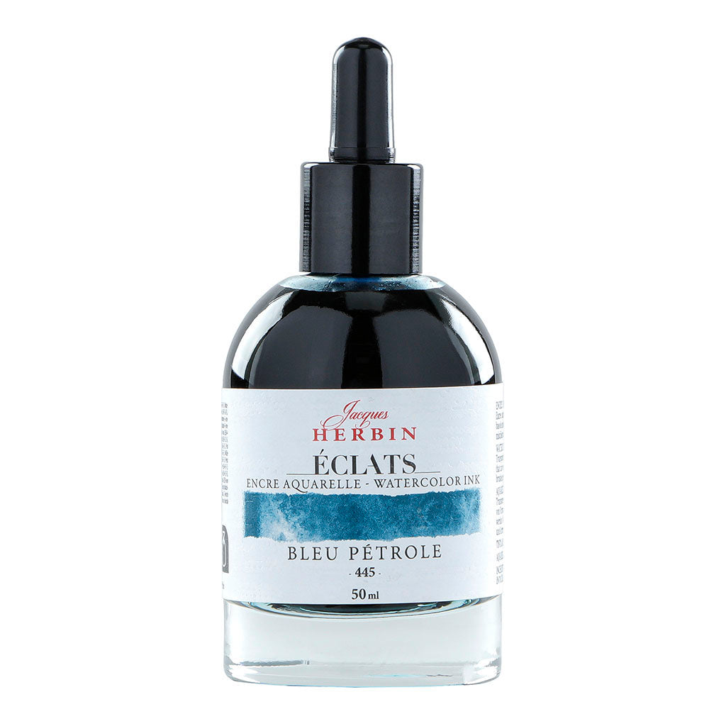 Jacques Herbin Eclats Watercolour Ink 445 Petrol Blue 50ml - Cafe Supply